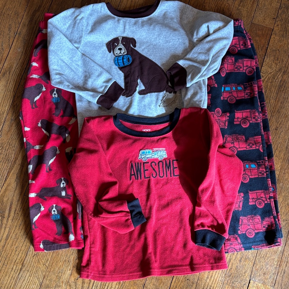 Carter's Red and Black Fire Truck Pajama Set